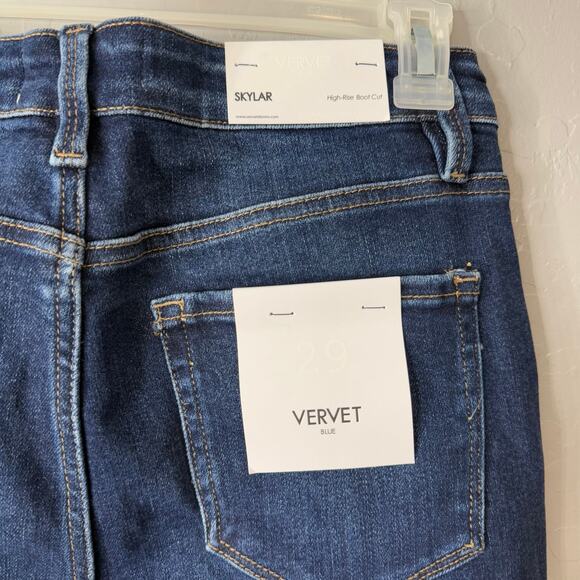 Vervet Womens Skylar High Rise Boot Cut Denim Jeans, 29, Dark Bluee - Picture 3 of 6